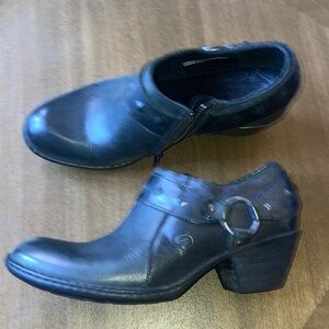 Black Born Leather Studded cowgirl booties